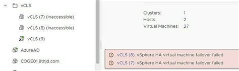 Consequently, vSphere HA is not able to monitor the virtual machines on the host and might not restart them after a failure. . Vcls vsphere ha virtual machine failover failed